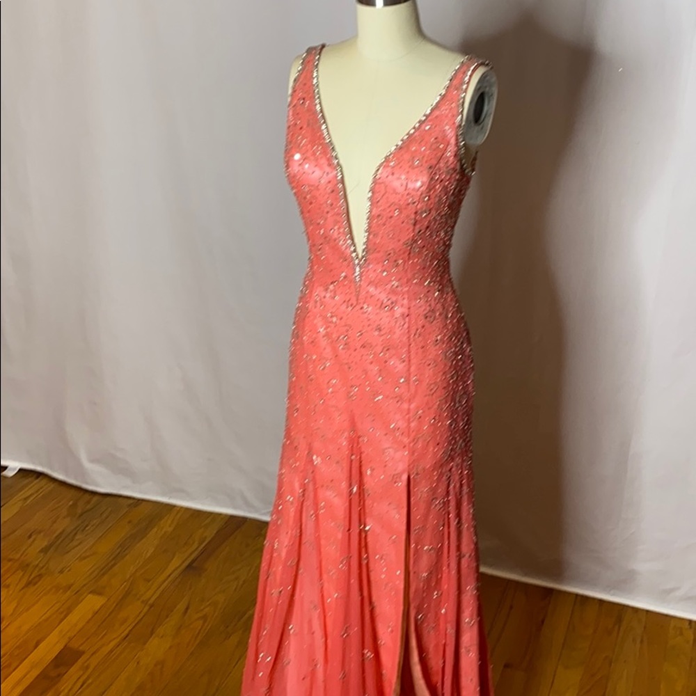 Coral Prom Gown - Picture 2 of 8
